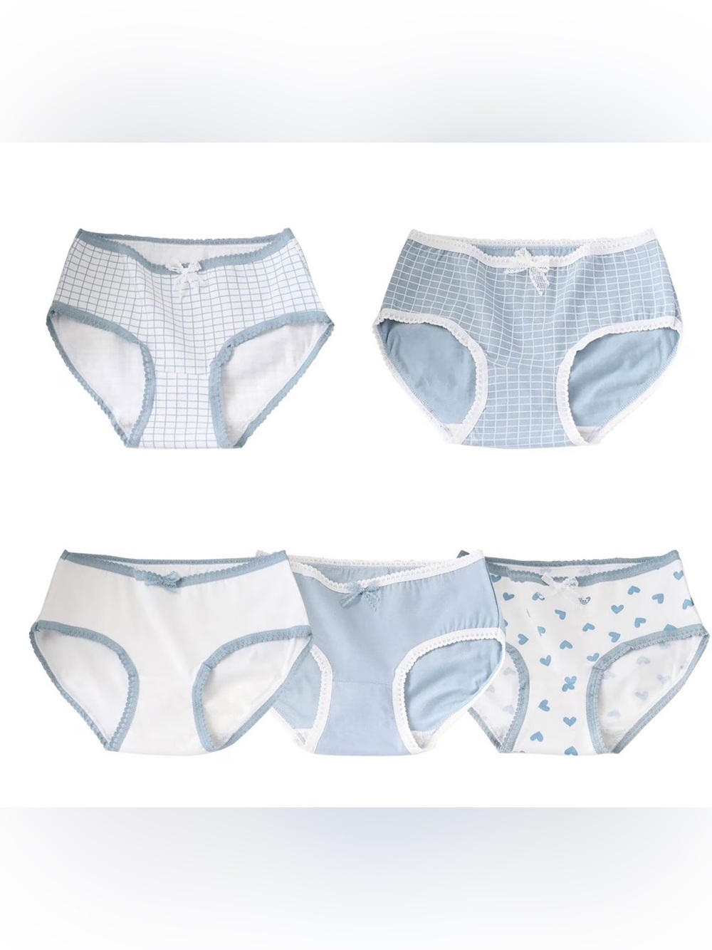 WomanLight Blue & White Cotton Briefs - 5 Pack
